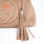 Gucci Soho Chain Tote Beige Leather Shoulder Bag Rank AB