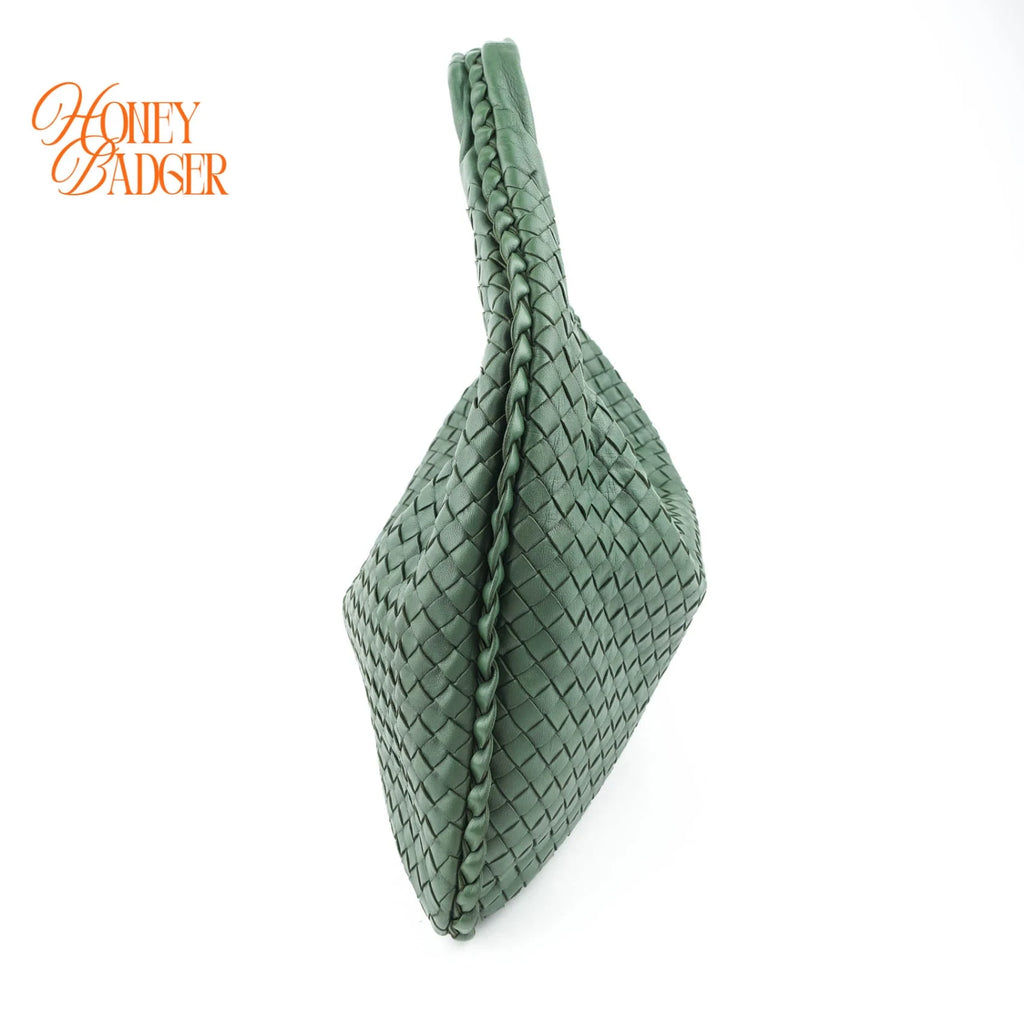Bottega Veneta Veneta Hobo Intrecciato Leather Green Rank A