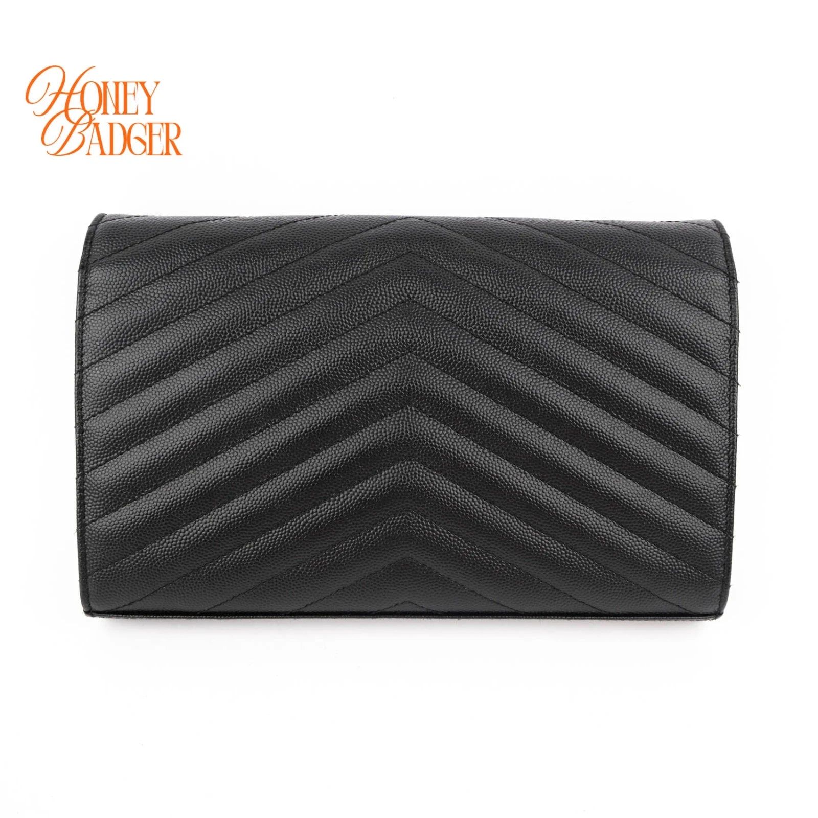 Saint Laurent Classic Cassandre Chain Wallet Grain de Poudre Leather Black Matte Black Hardware Rank A