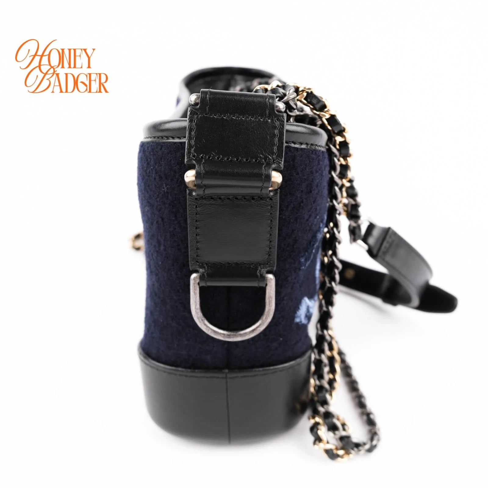 Chanel Gabrielle Hobo Small Navy Wool Grade A