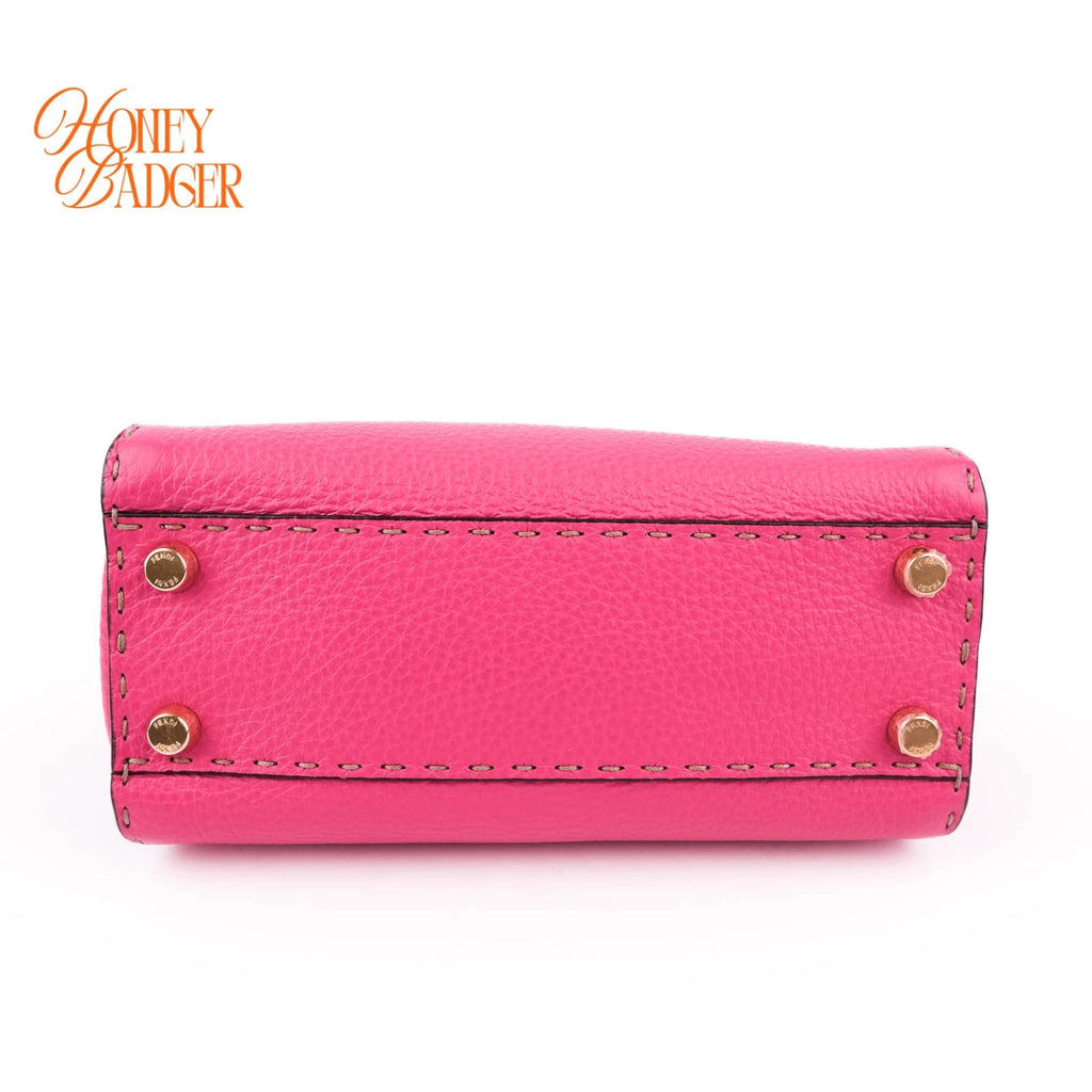 Fendi Peekaboo Mini Selleria Grained Leather Pink Rank A