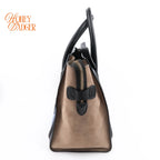 Celine Mini Luggage Tri-Color Nubuck & Calfskin Royal Blue Grey Black Gold Hardware Rank AB