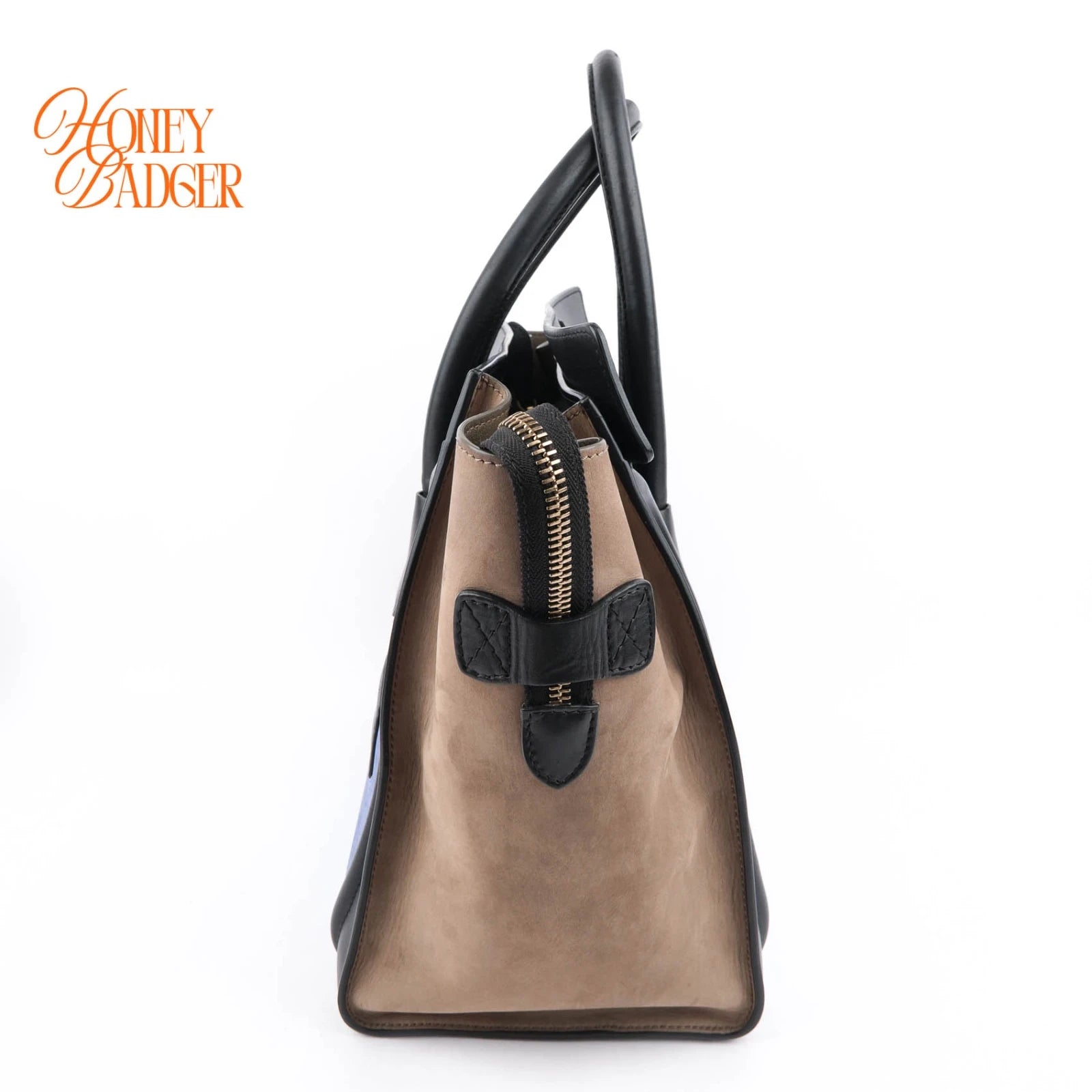 Celine Mini Luggage Tri-Color Nubuck & Calfskin Royal Blue Grey Black Gold Hardware Rank AB