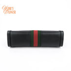 Gucci Ophidia Black Leather Web Chain Shoulder Bag Rank A