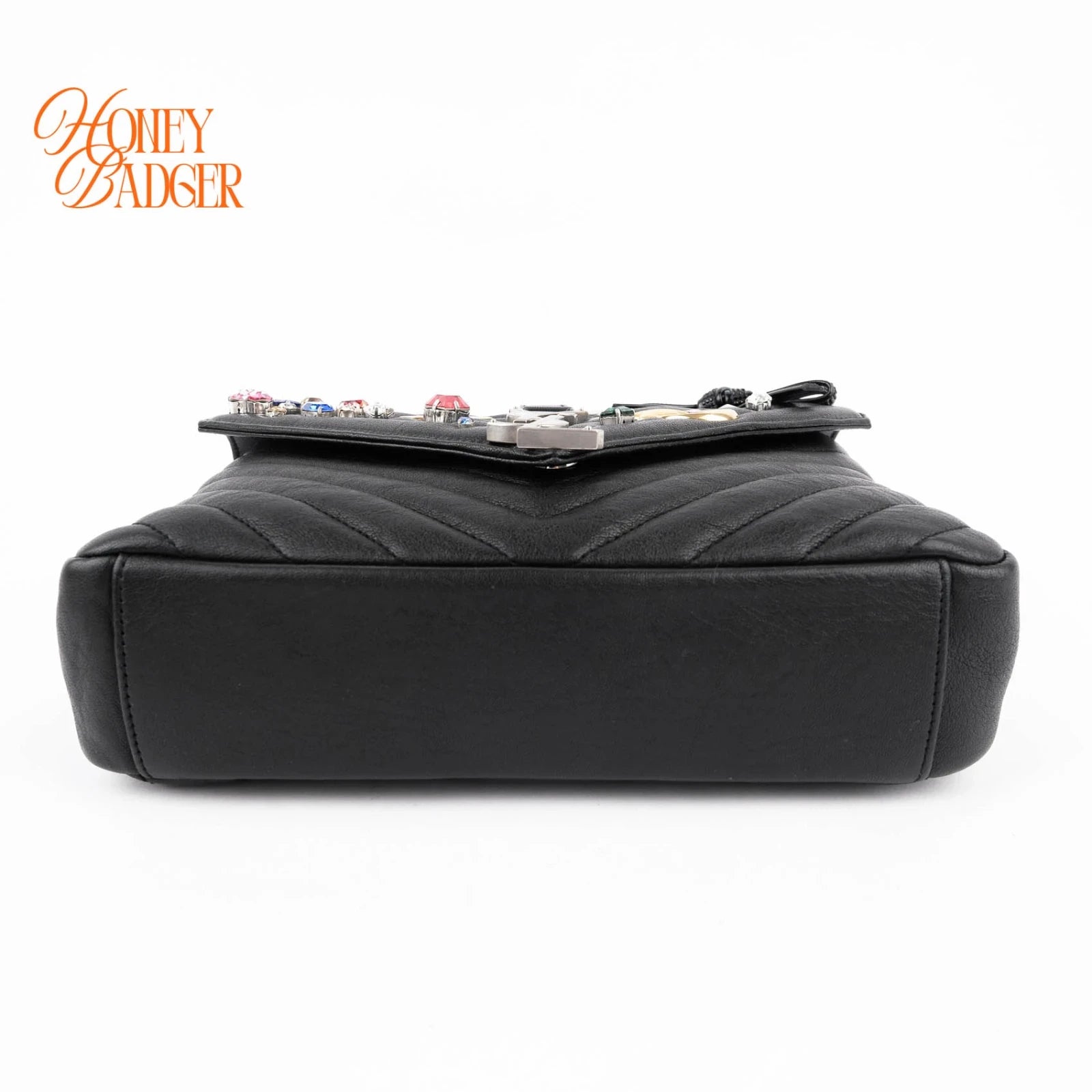 Saint Laurent College Medium in black leather with studs, Grade A condition.