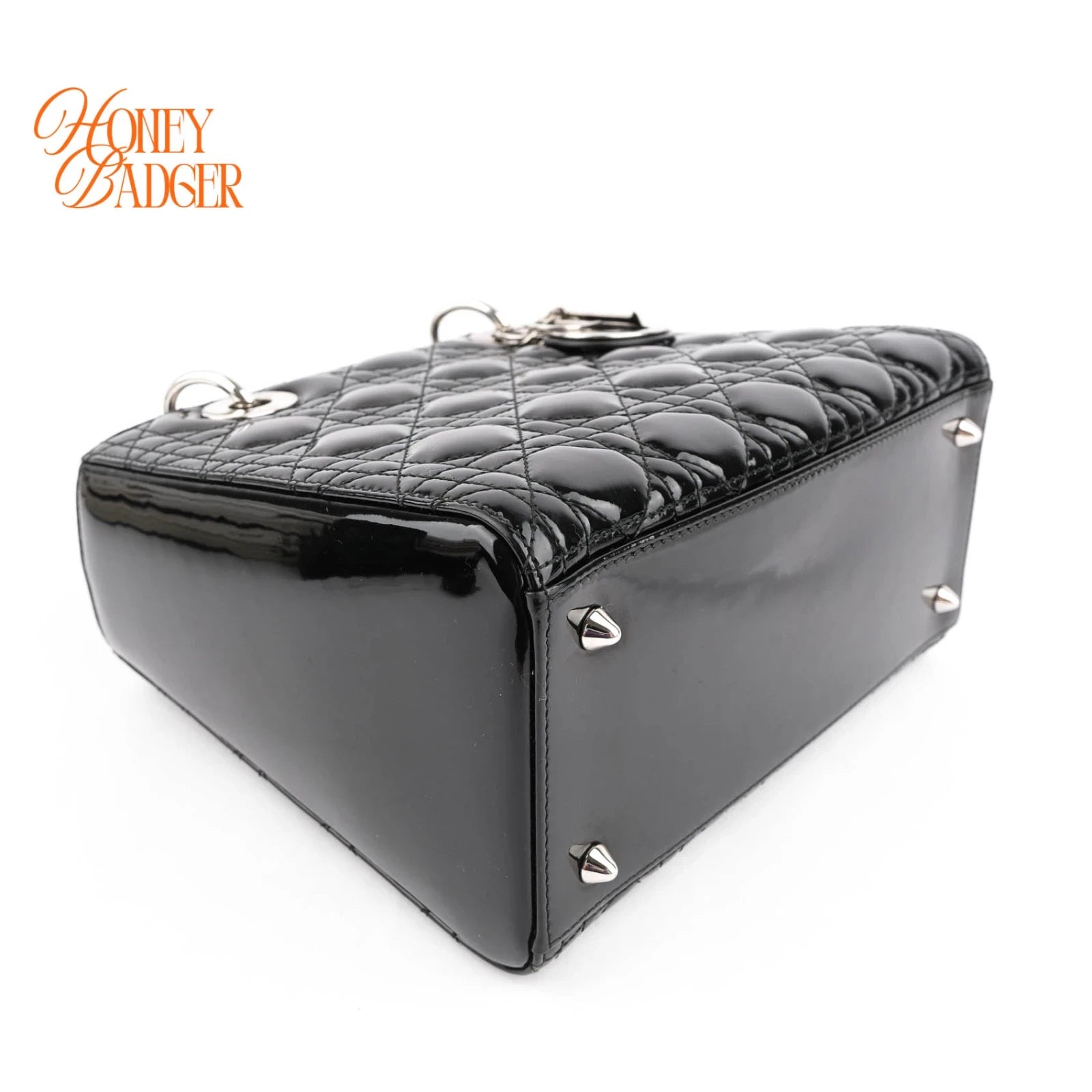 Dior Lady Dior Medium Black Patent Rank A