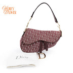 Dior Saddle Medium Oblique Jacquard Burgundy Rank A