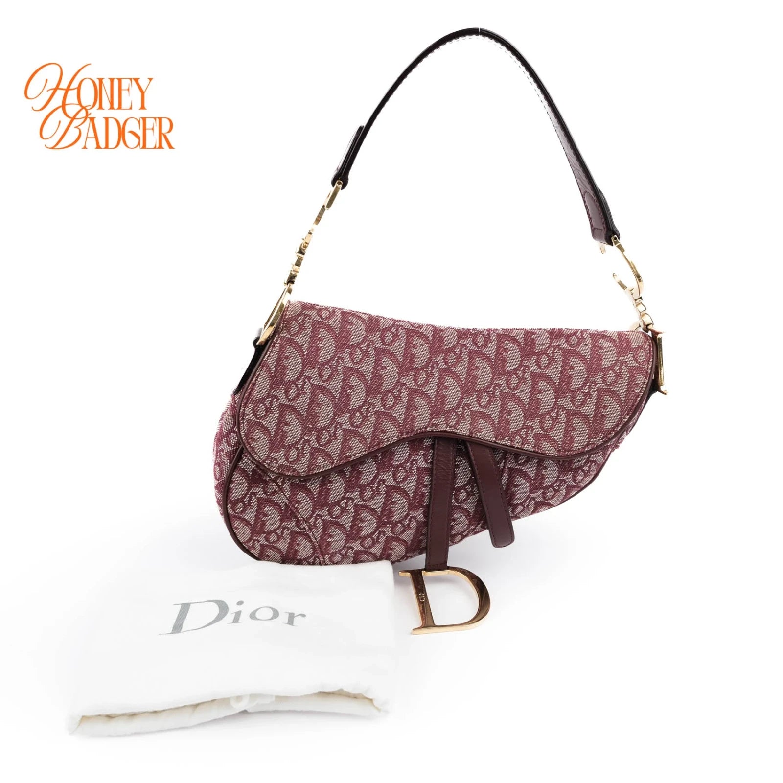Dior Saddle Medium Oblique Jacquard Burgundy Rank A