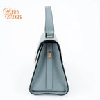 Valextra Iside Mini Grained Calfskin Blue Grey Light Gold Hardware Rank A