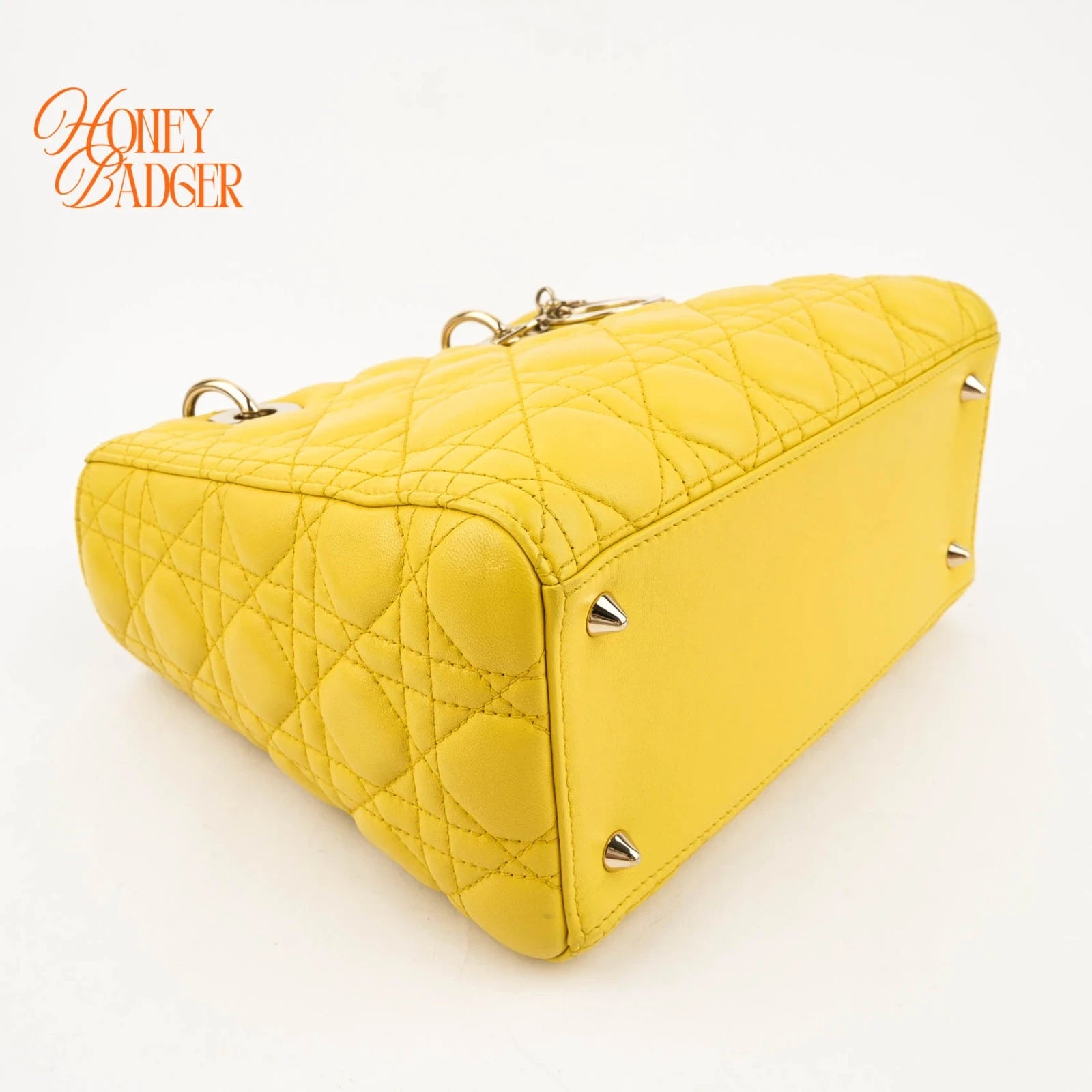 Dior Lady Dior Medium Lambskin Yellow Rank A