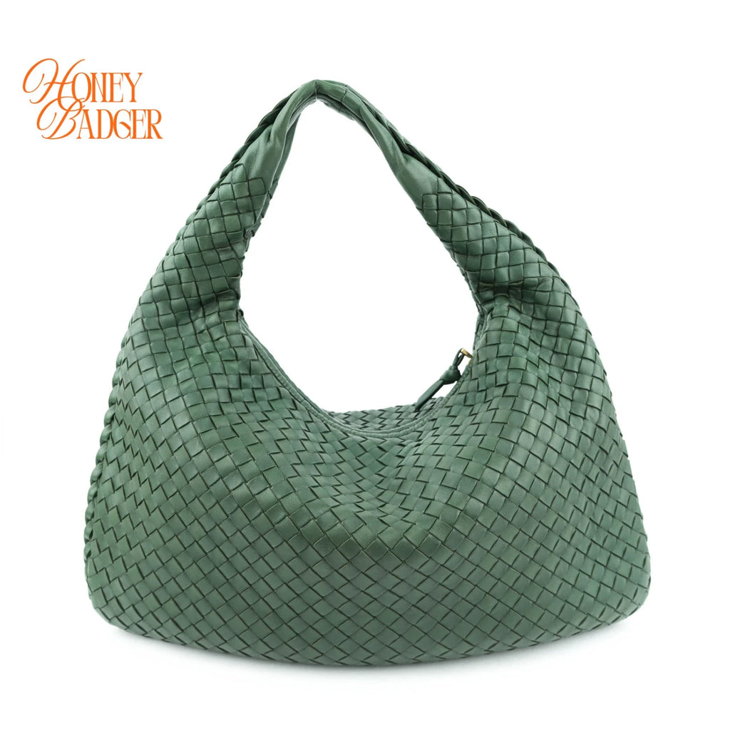 Bottega Veneta Veneta Hobo Intrecciato Leather Green Rank A