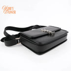 Saint Laurent Solferino Medium Brushed Leather Black Silver Hardware Rank A