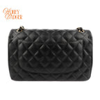 Chanel Classic Flap Jumbo Leather Black Gold Hardware Rank A