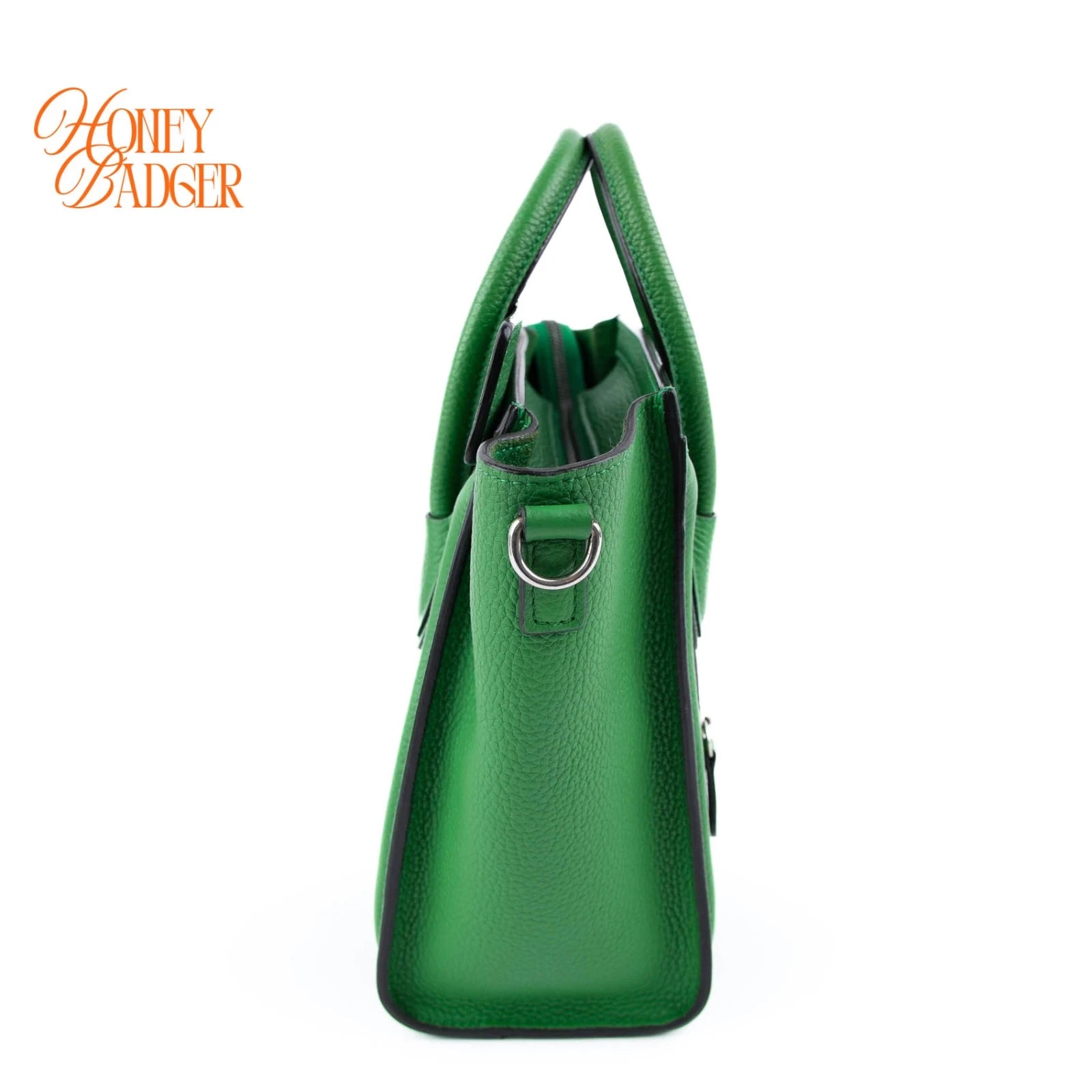Celine Nano Luggage Bag Drummed Calfskin Green Silver Hardware Rank A