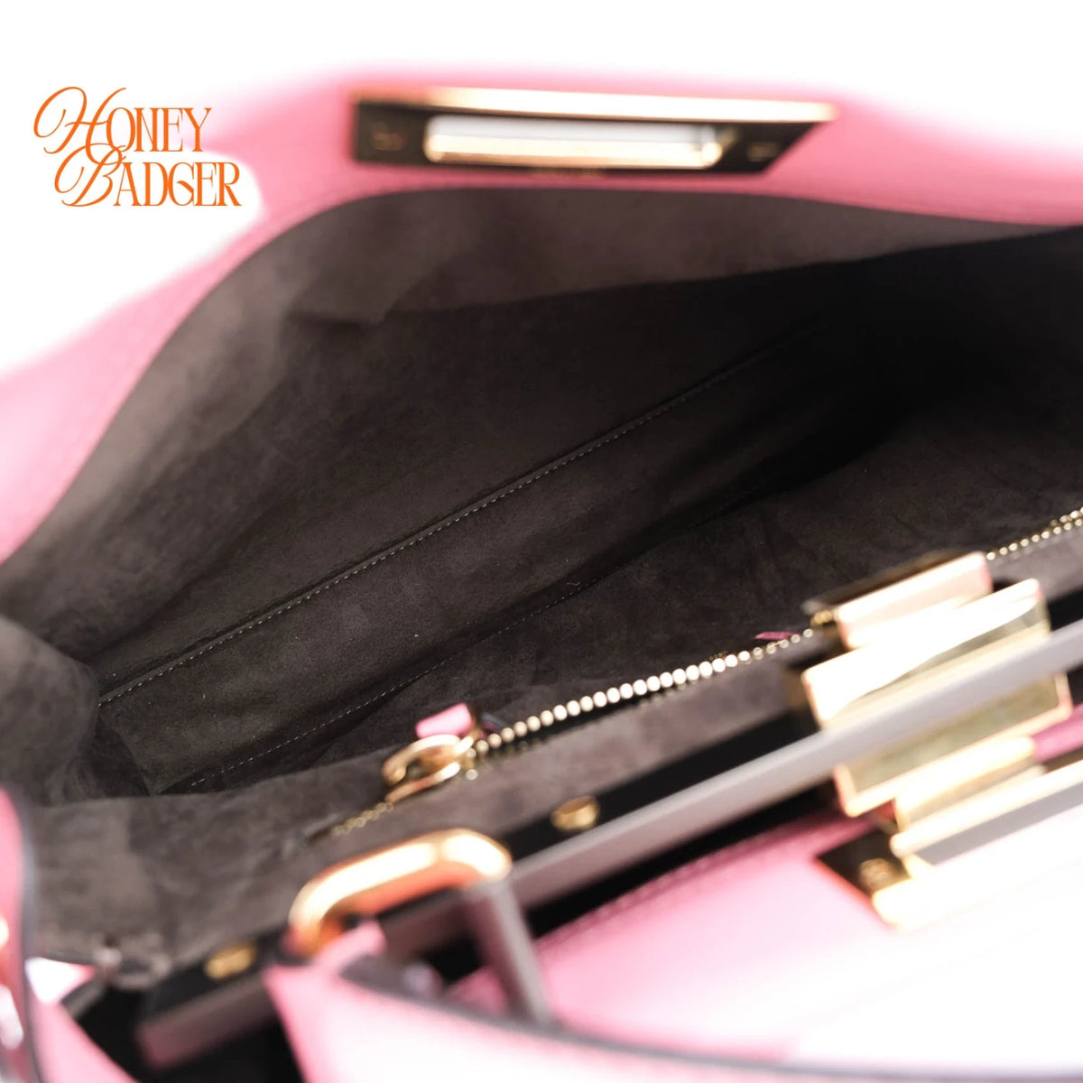 Fendi Peekaboo Regular Calfskin Leather Pink Gold Hardware Rank A
