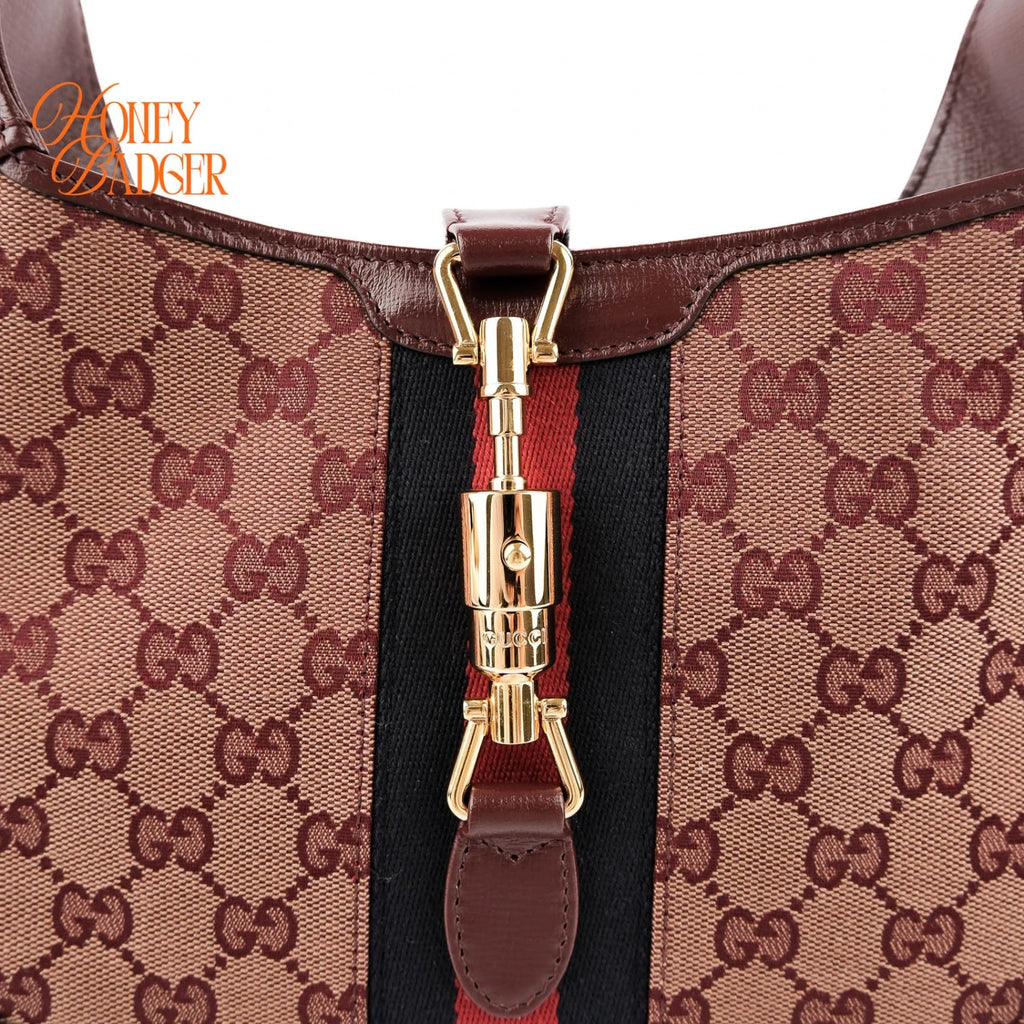 Gucci Jackie 1961 GG Canvas and Leather Burgundy Rank S