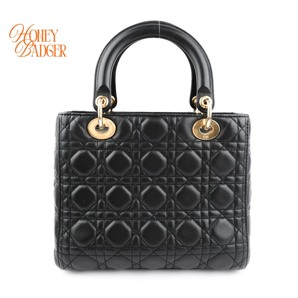 Dior Lady Dior Medium Lambskin Black Rank A