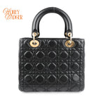 Dior Lady Dior Medium Lambskin Black Rank A