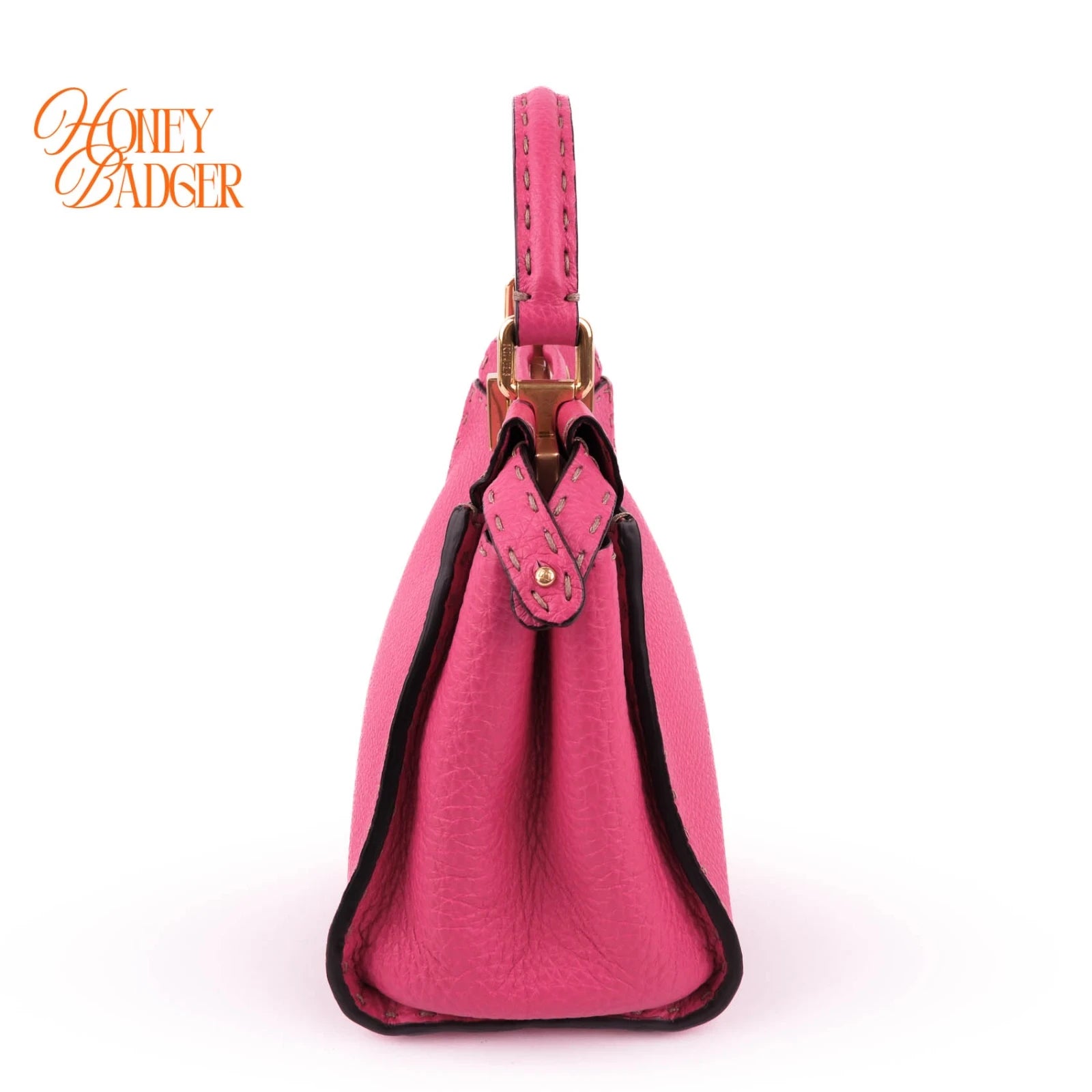Fendi Peekaboo Mini Selleria Grained Leather Pink Rank A