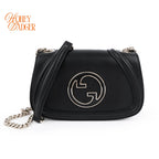 Gucci Blondie chain bag in black leather, Grade S condition.