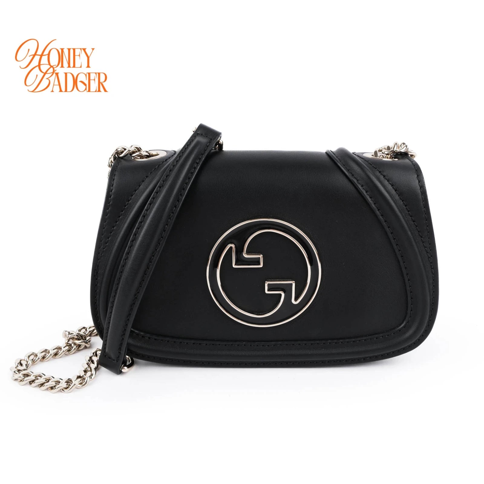Gucci Blondie chain bag in black leather, Grade S condition.