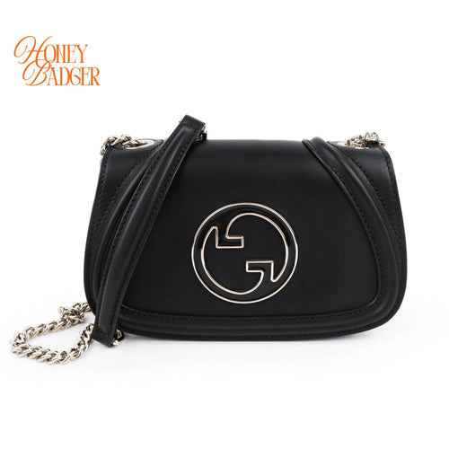 Gucci Blondie chain bag in black leather, Grade S condition.