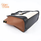 Celine Luggage Nano Leather Tricolor Black White Brown Rank A