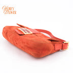 Fendi Baguette Suede Orange Glitter FF Buckle Gold Hardware Rank AB