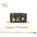Louis Vuitton Twist Chain Wallet Catogram Monogram Black Rank A