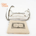 Gucci Horsebit 1955 Small Leather White Silver Hardware Rank S