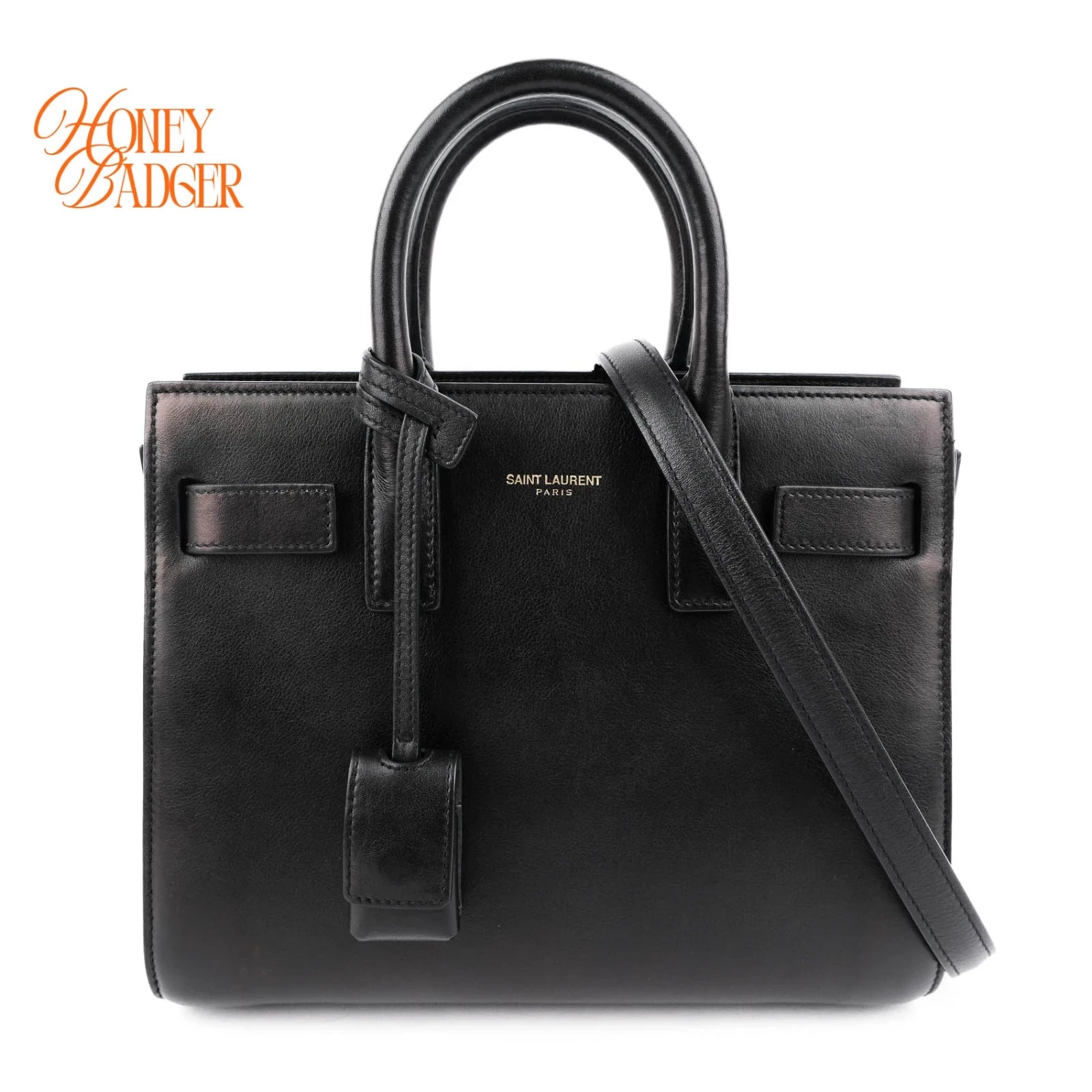 Saint Laurent Sac de Jour Nano Smooth Calfskin Black Bronze Hardware Rank A