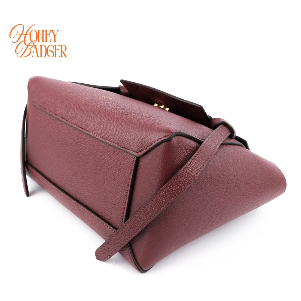 Celine Micro Belt Bag Grained Calfskin Burgundy Gold Hardware Rank A