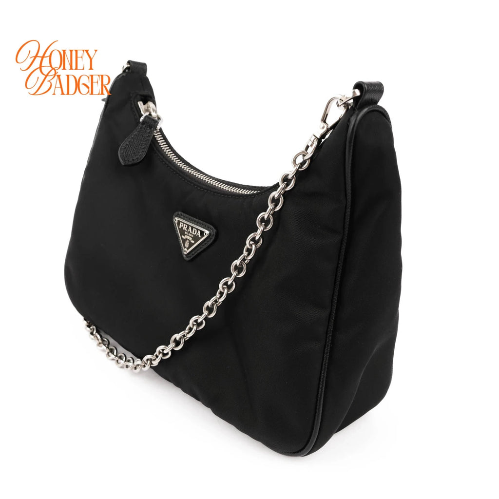 Prada Re-Edition 2005 Nylon and Leather 2WAY Shoulder Bag Black 1BH204