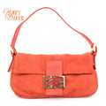 Fendi Baguette Suede Orange Glitter FF Buckle Gold Hardware Rank AB