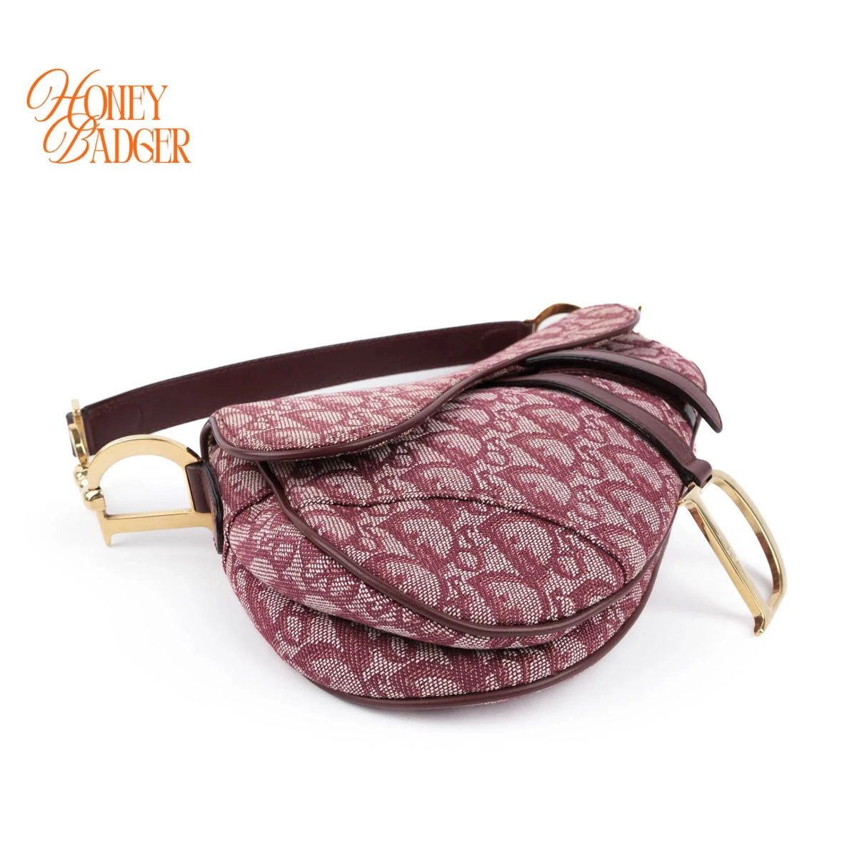 Dior Saddle Medium Oblique Jacquard Burgundy Rank A