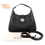 Gucci Aphrodite Large Leather Black Antique Gold Hardware Rank A