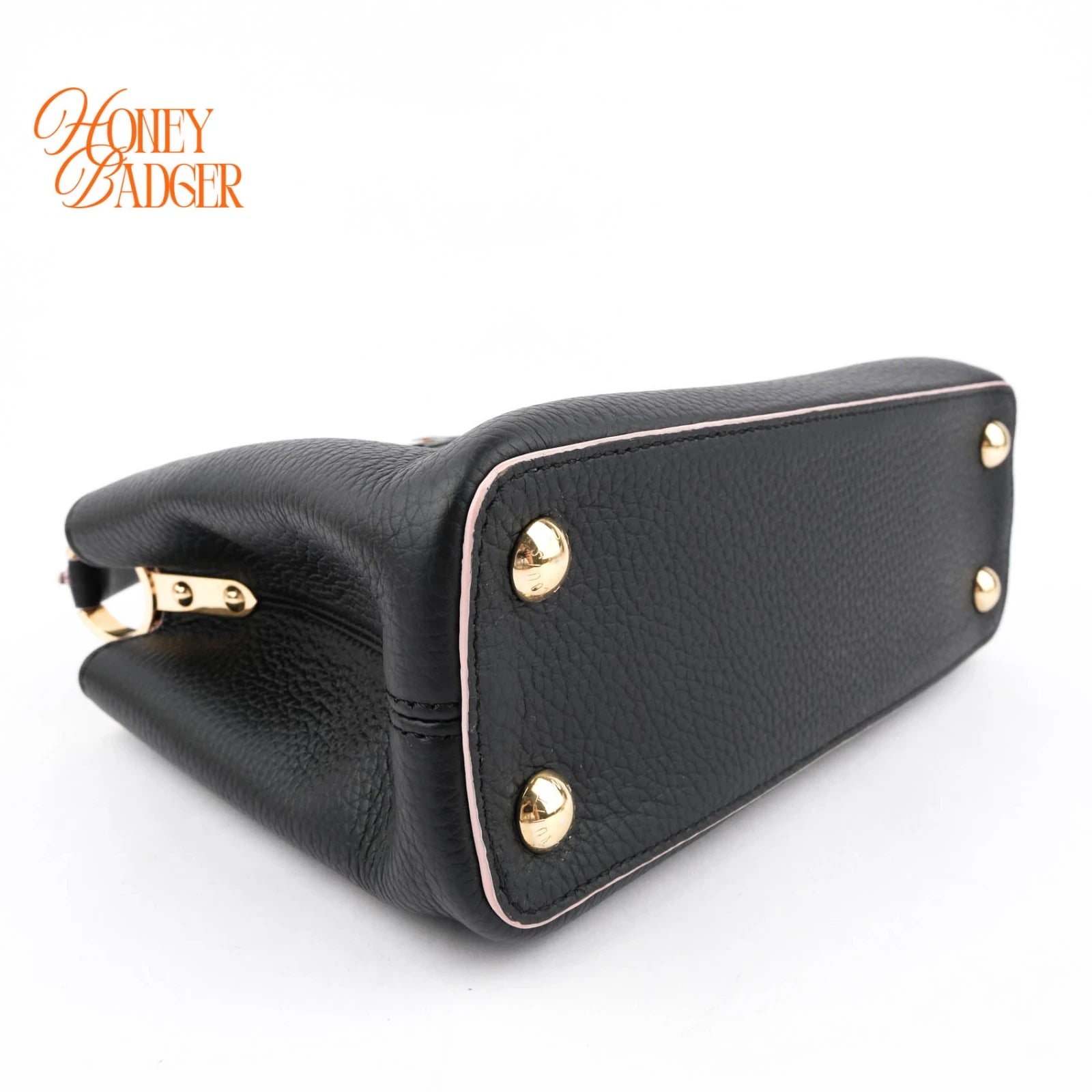 Louis Vuitton Capucines BB Taurillon Leather Black Pink Trim Rank A