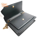 Saint Laurent Top Handle Sunset Chain Wallet Smooth Leather Storm Gold Hardware Rank AB