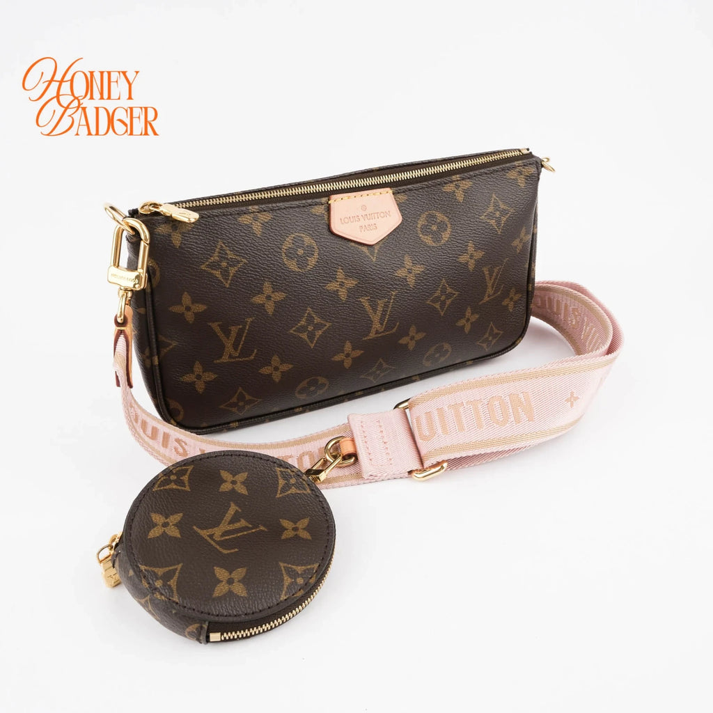 Louis Vuitton Multi Pochette Accessoires in Monogram with pink strap, Grade A condition.