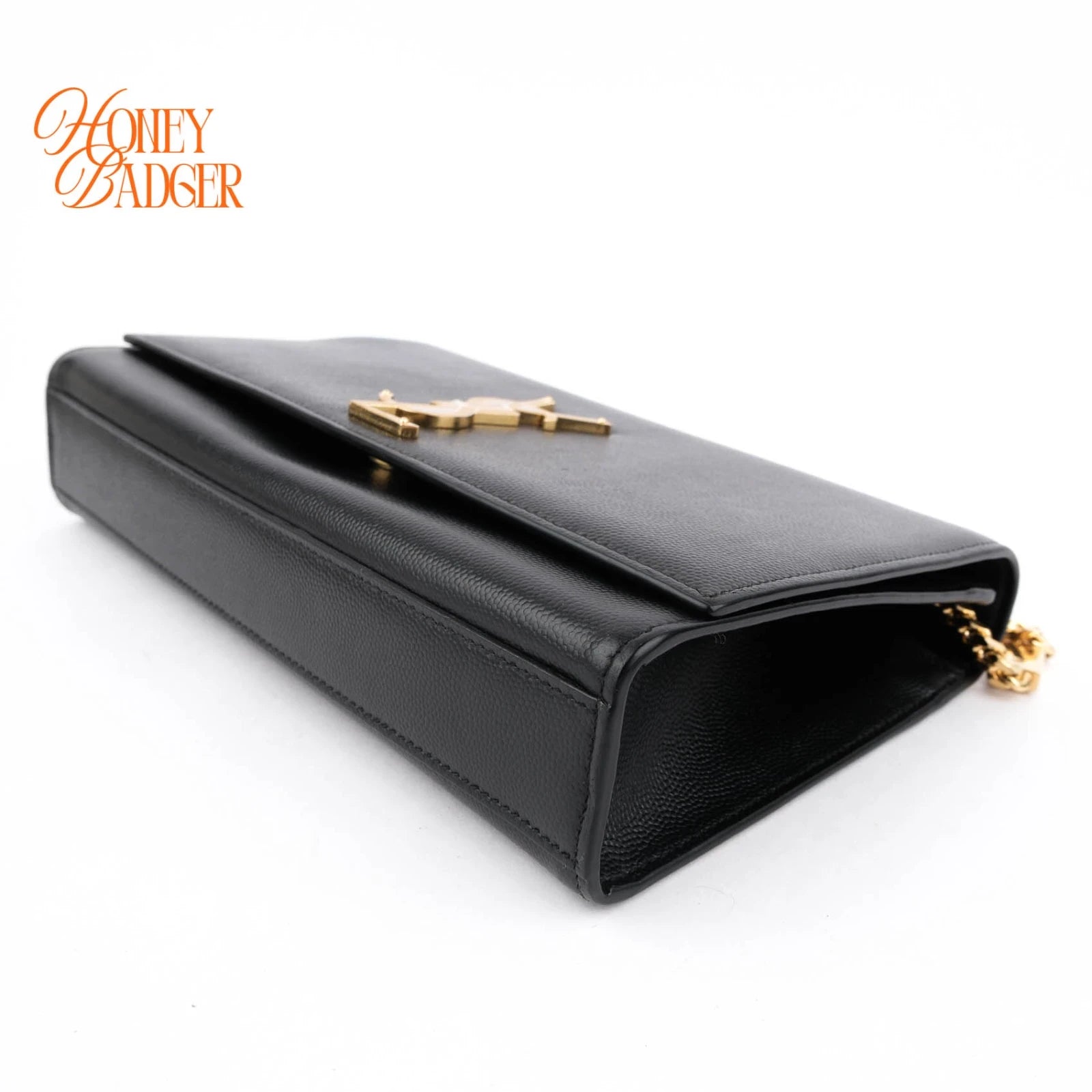 Saint Laurent Kate Medium Grain de Poudre Embossed Leather Black Light Bronze Hardware Rank A