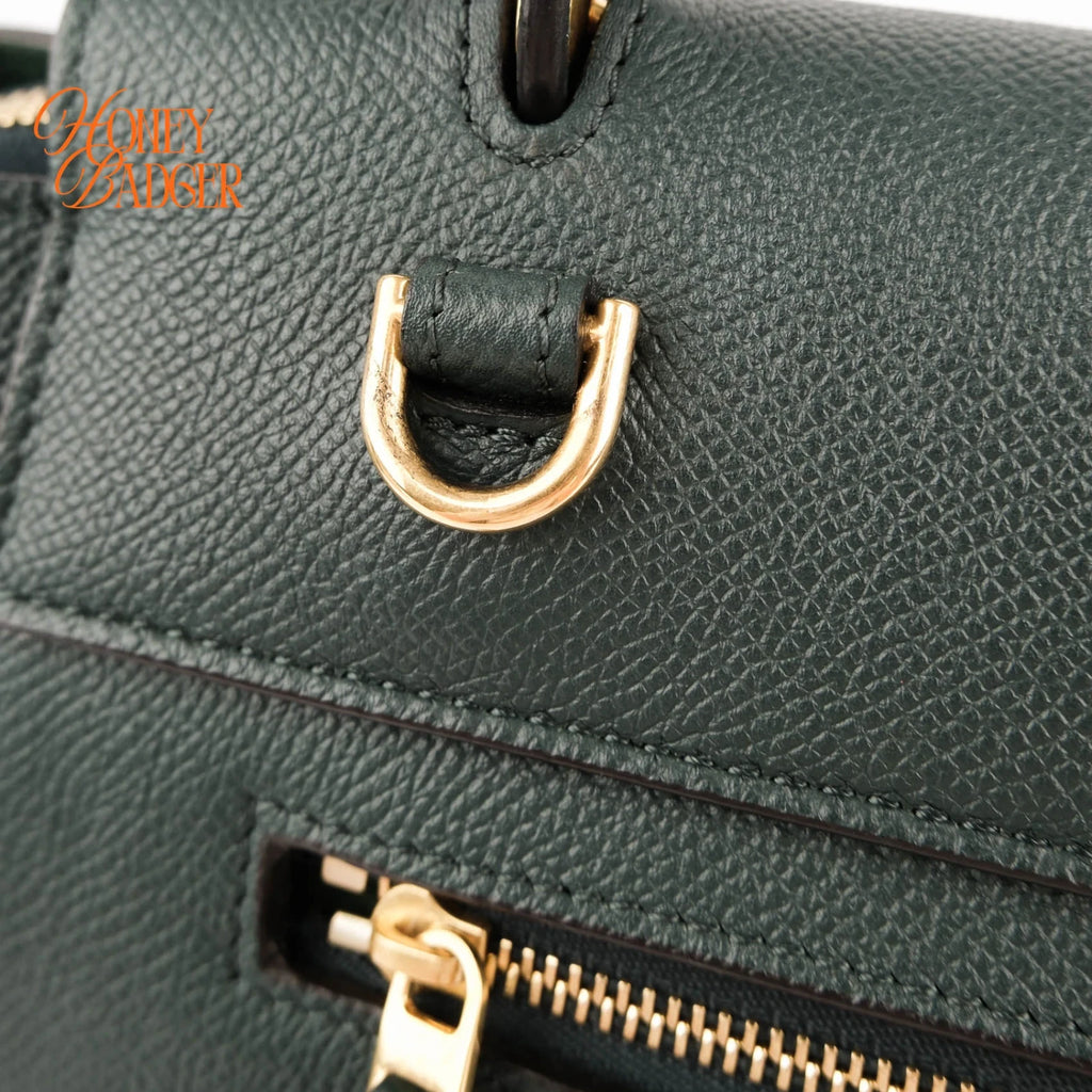 Celine Belt Bag Medium Dark Green Leather Grade A