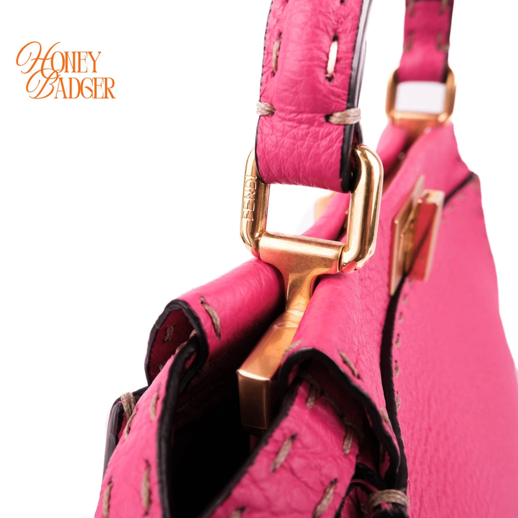 Fendi Peekaboo Mini Selleria Grained Leather Pink Rank A
