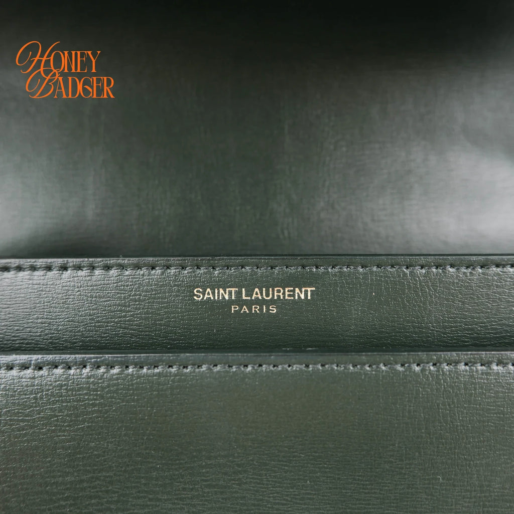 Saint Laurent Sunset Medium Calfskin Leather Dark Green Gold Hardware Rank A