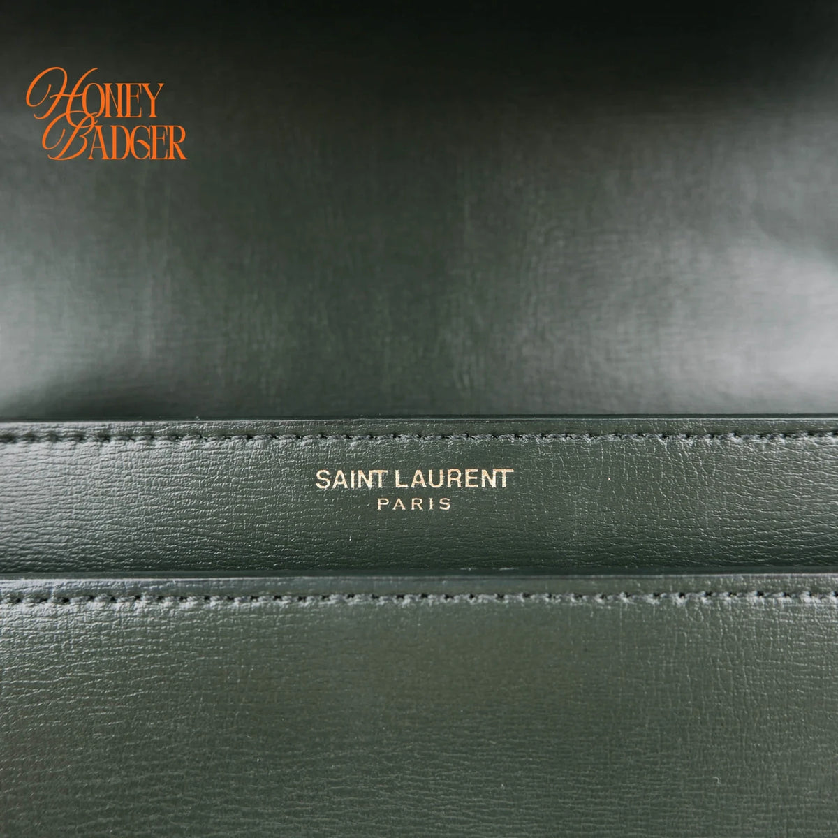 Saint Laurent Sunset Medium Calfskin Leather Dark Green Gold Hardware Rank A