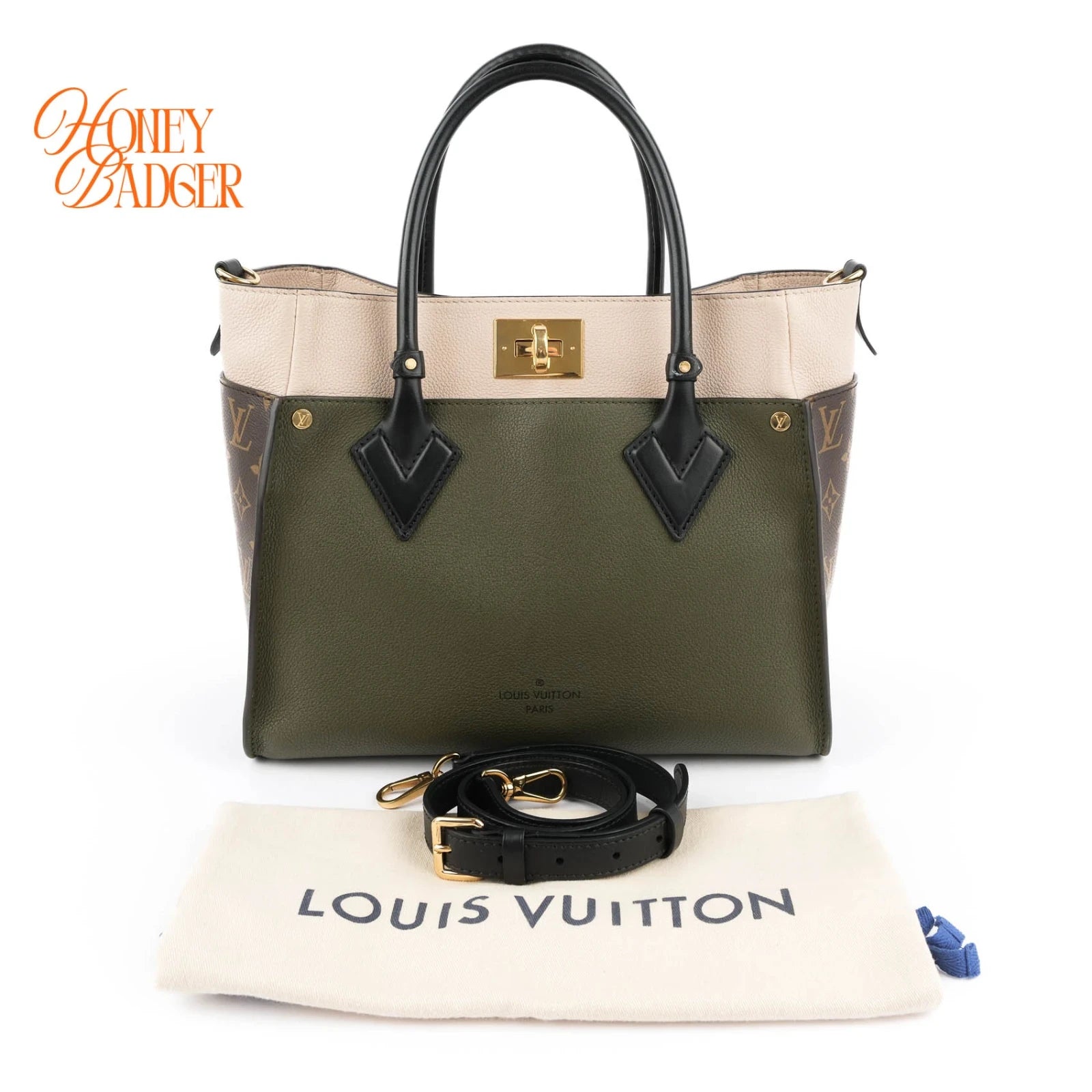 Louis Vuitton On My Side MM Monogram & Leather 2WAY Handbag Green