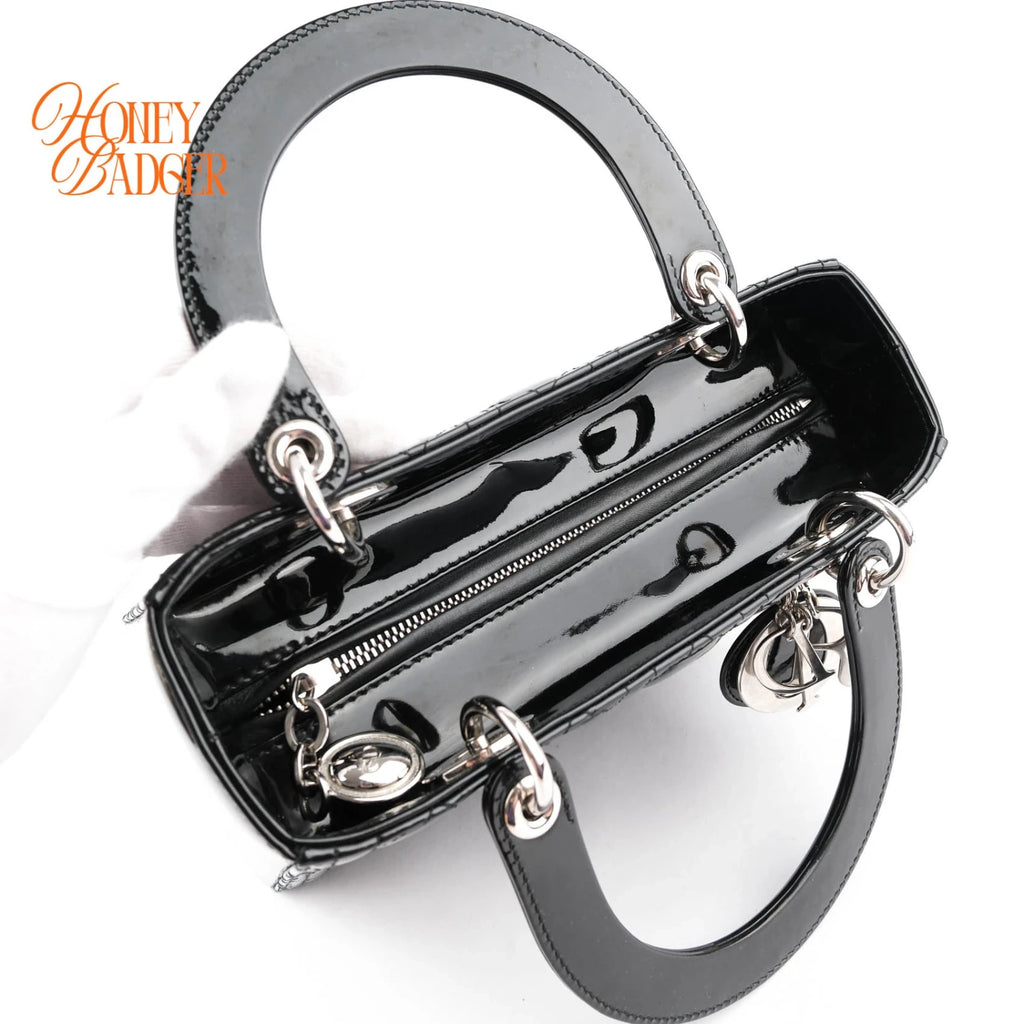 Dior Lady Dior Medium Black Patent Rank A