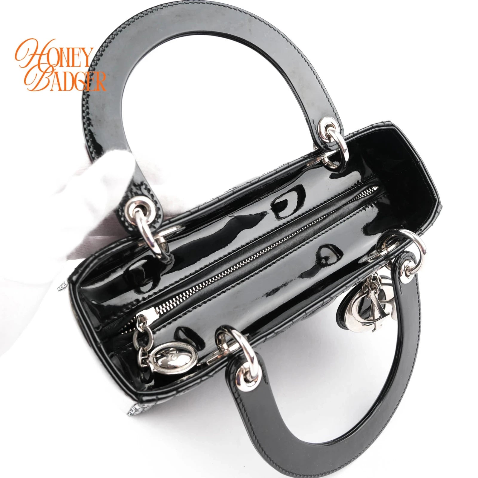 Dior Lady Dior Medium Black Patent Rank A