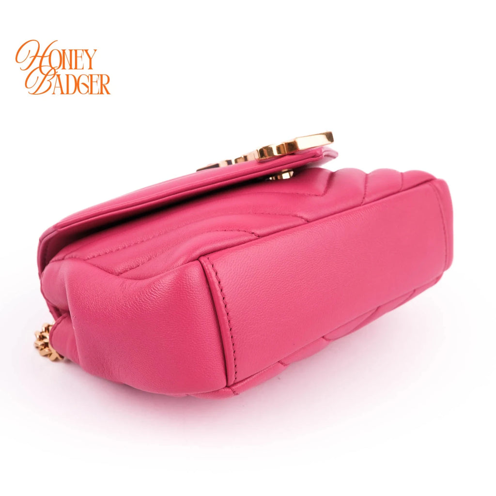 Saint Laurent Monogram Mini Chain Shoulder Bag Pink Leather Silver Hardware