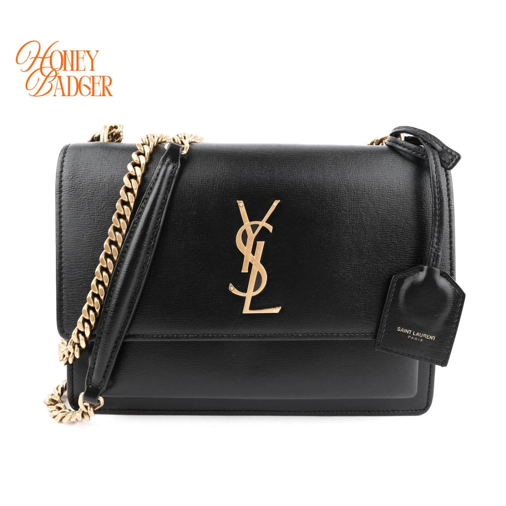 Saint Laurent Sunset Medium Leather Black Rank A