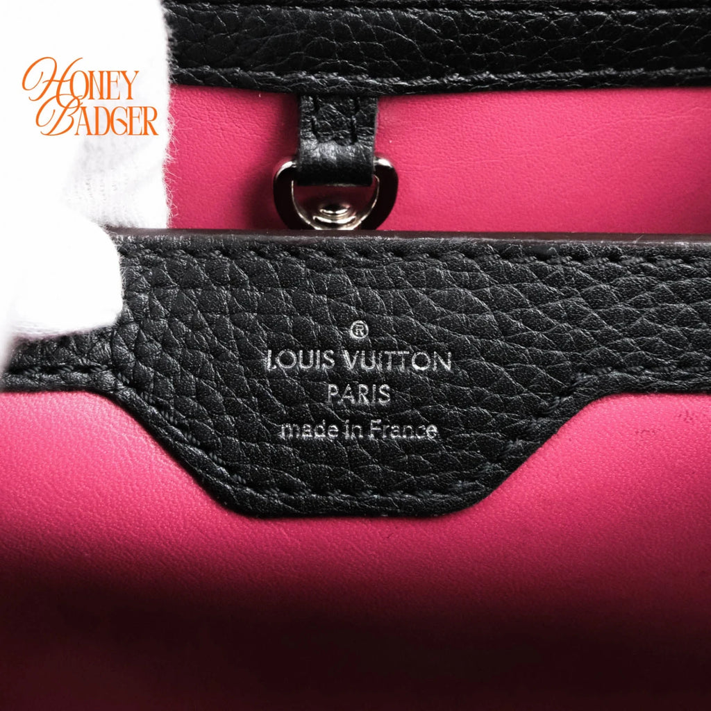 Louis Vuitton Capucines BB Taurillon Grained Leather Black Silver Hardware Rank A